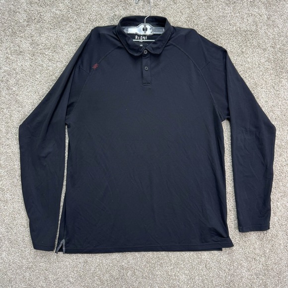 Rhone Mens Long Sleeve Polo Shirt Black Size L/G Golf Casual Athletic - Picture 1 of 9